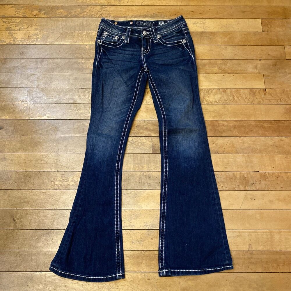 Miss Me Jeans Girls Size 10 Boot Cut Dark Wash Black Label